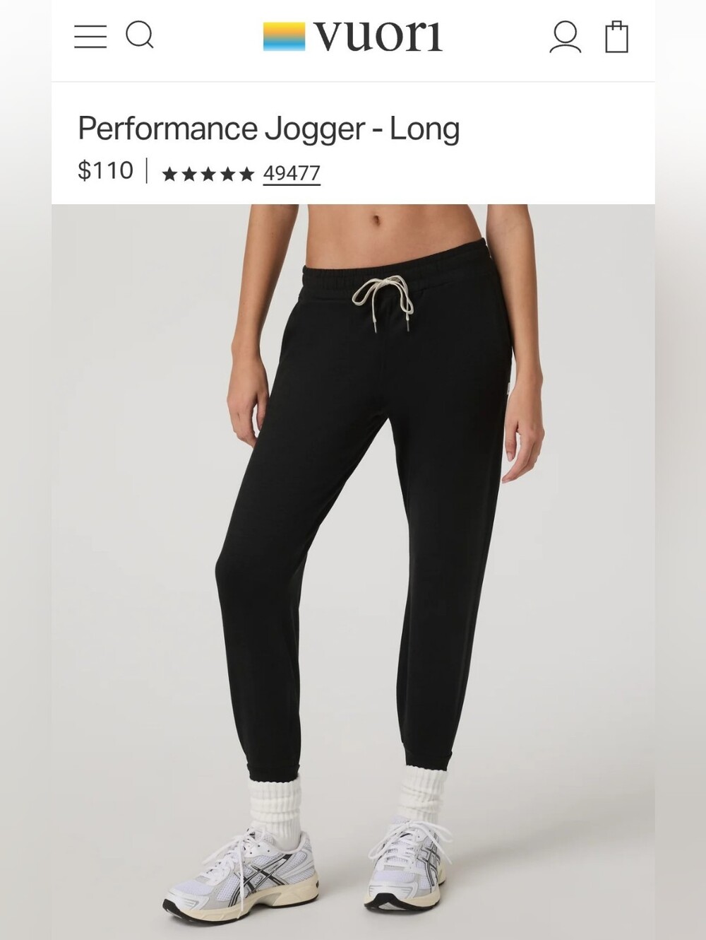 Vuori  Performance Jogger - Long - Black Heather - Medium
